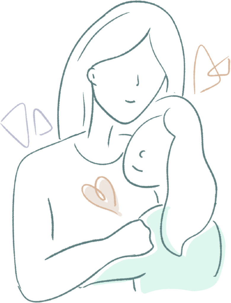 Ilustración de una madre abrazando a su hija: terapia infantil y adolescente en Valencia