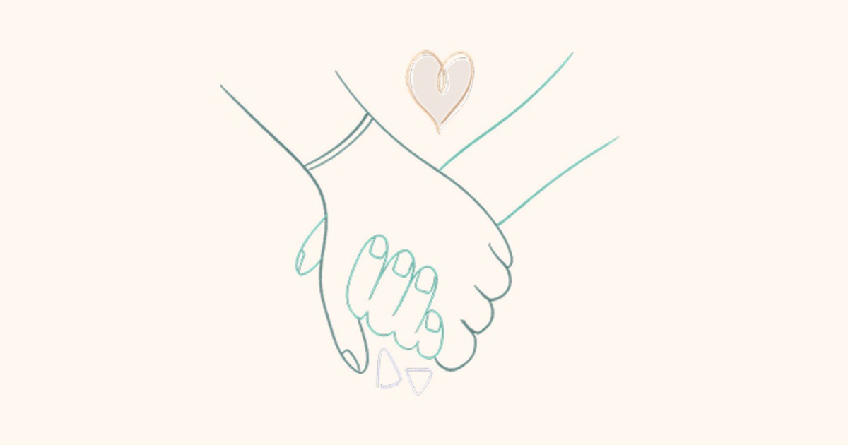 Dos manos entrelazadas con un corazón: ilustración sobre el apego evitativo y la dificultad para sostener la cercanía